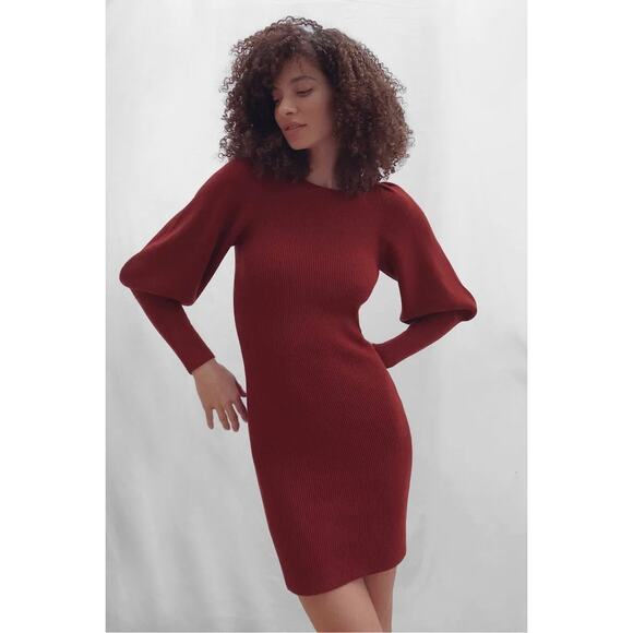 FRENCH CONNECTION NEW Joss Knit Mini Dress Black Bishop Sleeve Women's XS - Picture 10 of 10